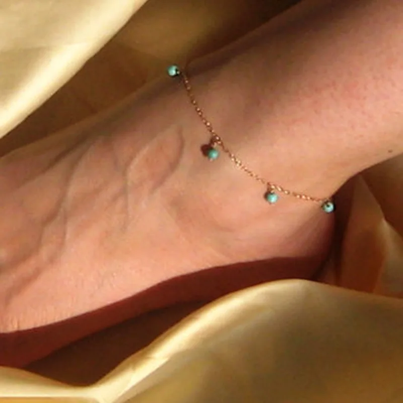 

Europe And America Tassels Anklet-Style Simple Turquoise Anklet-Summer Women's Anklet K149