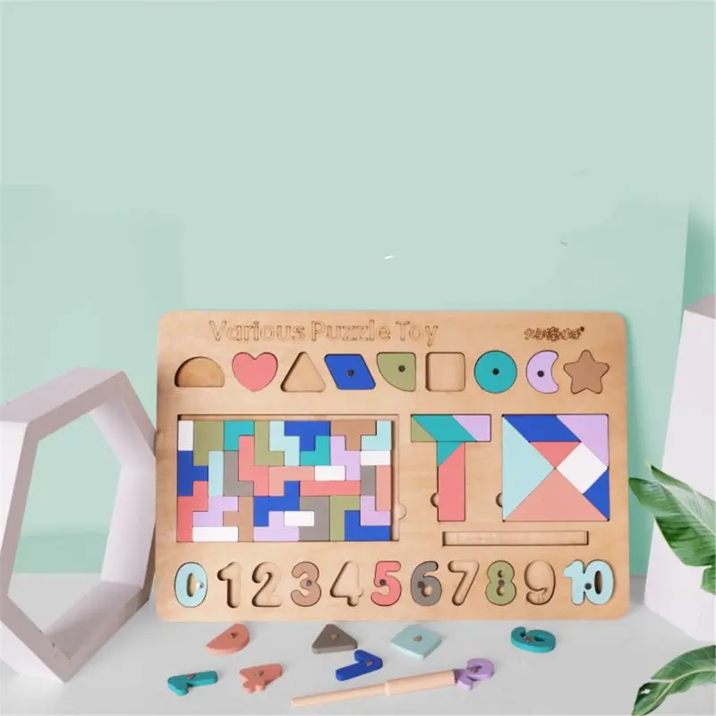 5 в 1 красочные деревянные Tangram головоломки игрушки тетрис игра дошкольного 72XC