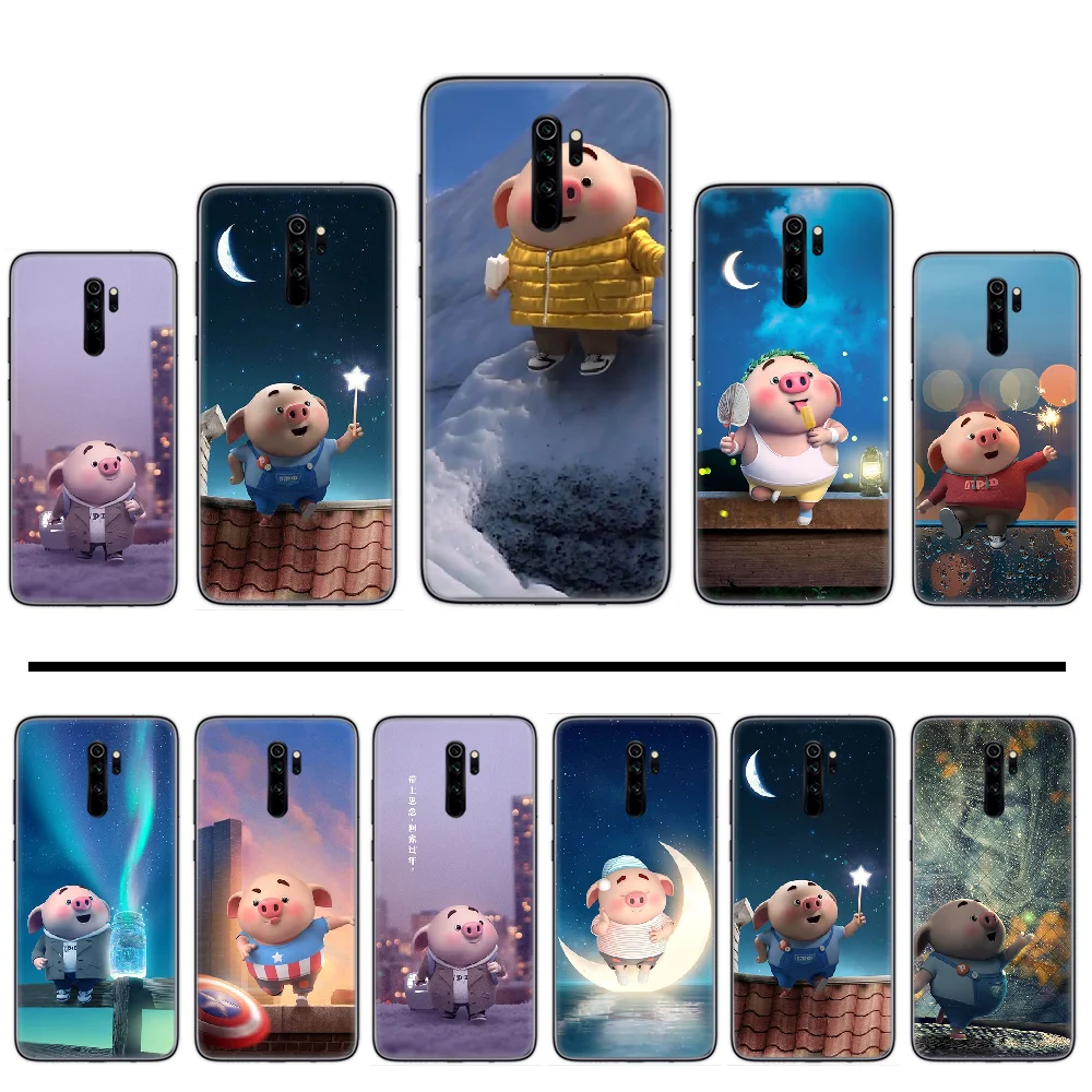 pig Lovebay Cute Lovely Cartoon animal Black Cell Phone Case For xiaomi Redmi 5 5A plus 7A 8 note 2 3 4 6 7 GO K20 A2 | Мобильные