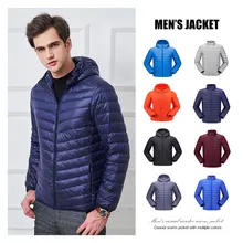 Мужская пуховая куртка, Повседневная модная зимняя куртка для мужчин, ветровка с капюшоном, белая куртка на утином пуху, мужская верхняя одежда