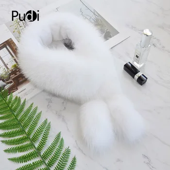 

PUDI SF828 women winter real fox fur scarf 2020 new natural fox fur scarves rings shawls poncho