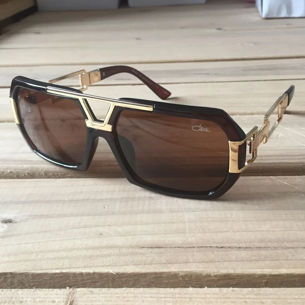 Капелус мужские яркие черные металлические солнцезащитные очки с защитой от ультрафиолета, Повседневные очки 00627 - Цвет линз: Коричневый