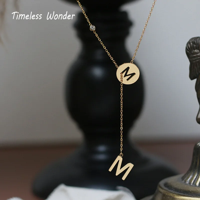 Timeless Wonder титана циркония м колье из нержавеющей стали ювелирные изделия бохо цепи подарок Начальная буква Kpop Ins золото 3237
