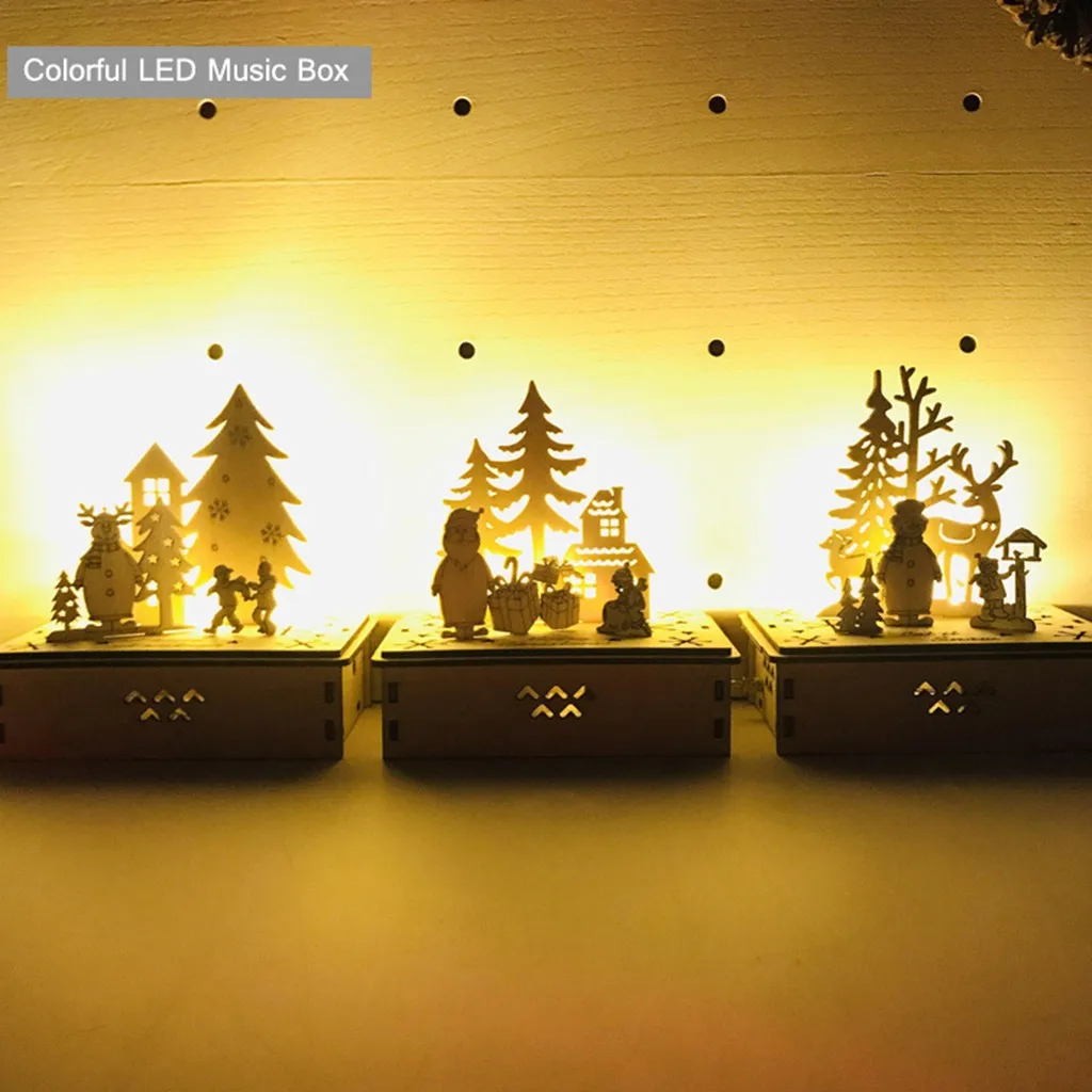 Деревянная музыкальная шкатулка Merry Christma Классическая Рождественская тематическая музыкальная шкатулка рождественские украшения для подарков для дома