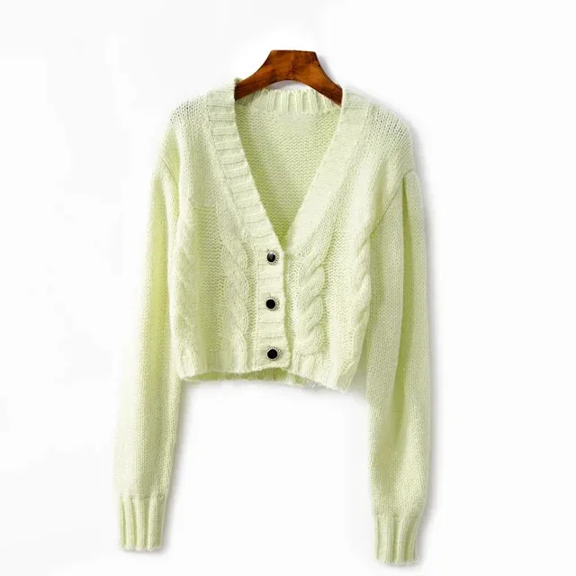Gem Buttons Women Knit Sweater Long Sleeve Four