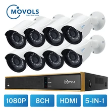 MOVOLS CCTV 1080P 8 шт. камера видеонаблюдения 8CH 2000TVL наружная камера безопасности набор ночного видения 8CH 2MP DVR комплект