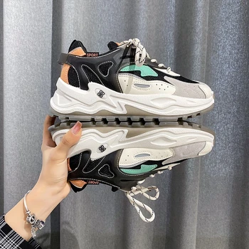 

2020 Autumn Women Chunky Sneakers Platform Fashion Brand Luxury Tenis Female Dad Shoes Woman Sports Mesh Casual Shoes Lacing 5cm