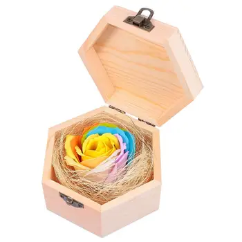 

Soap Flower Gift Box Practical Colorful Durable Hexagon Gift Box Simulation Soap Flower Raffia Gift Box for Home Store Bathroom