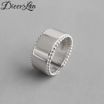 

DIEERLAN Retro Vintage Jewelry 925 Sterling Silver Smooth Rings For Women Men Big Opening Finger Rings Christmas Gifts
