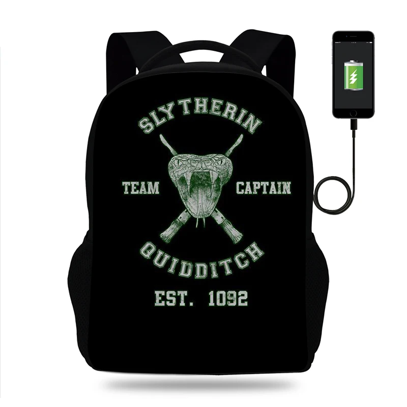 

Slytherin Crest Backpack Women Backpack USB Charging Backpacks For Teenager Boys&Girls School Bags Laptop Daily Backpacks