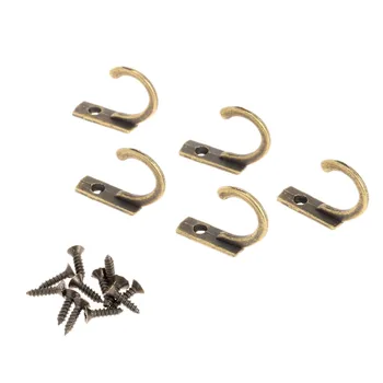 

5Pcs Antique Vintage Bronze Hanger Hooks Hat Coat Handbag Robe Hooks Towel Cloth Hanger Zinc Alloy Small Single Hooks W/Screws