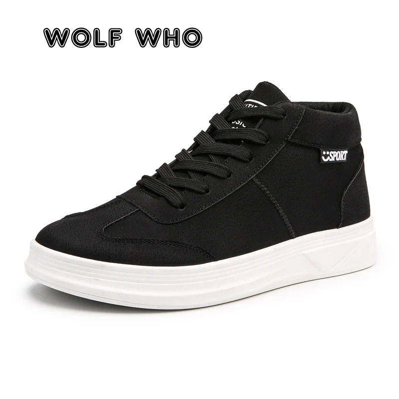Мужские высокие кроссовки WOLF WHO Белые Повседневные туфли на плоской подошве