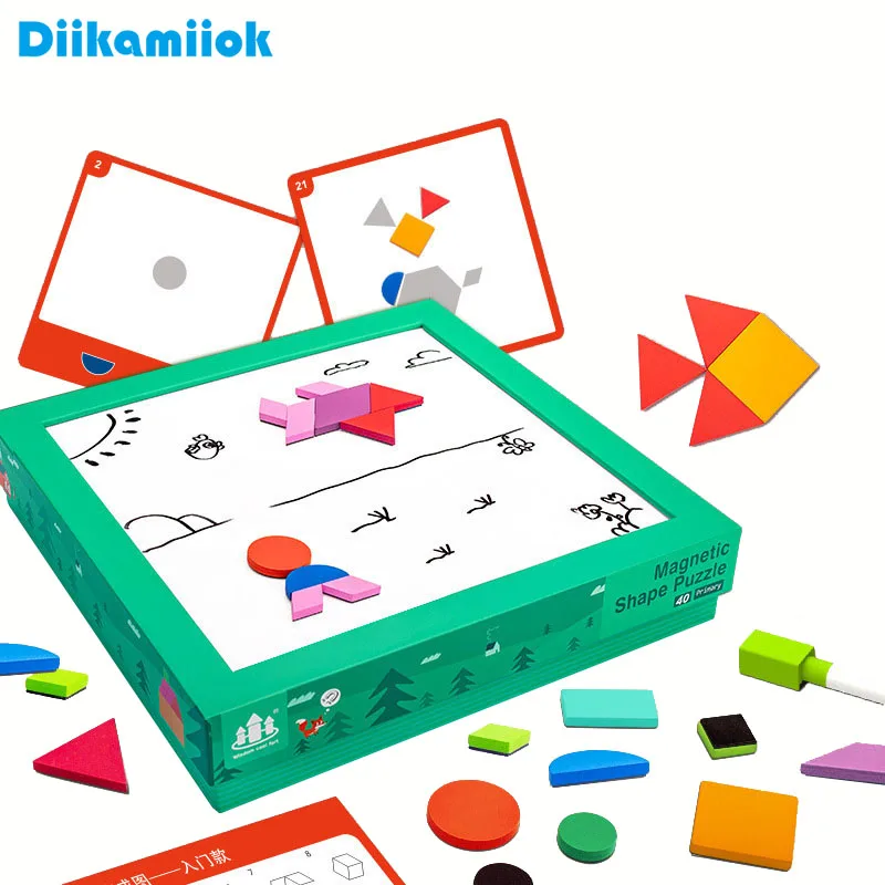 Дети 3D геометрический Магнитный пазл мозаика деревянная игрушка для малышей раннее образование обучающие игрушки для детская танграмма доска для рисования