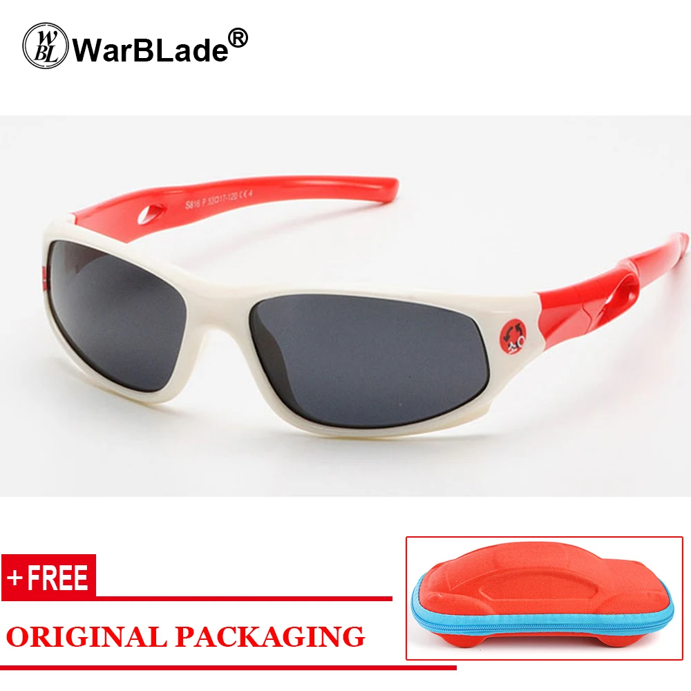 Детские поляризованные солнцезащитные очки WarBLad, детские спортивные очки с гибкой оправой, защитные очки, солнцезащитные очки UV400 для мальчиков и девочек - Цвет линз: white red