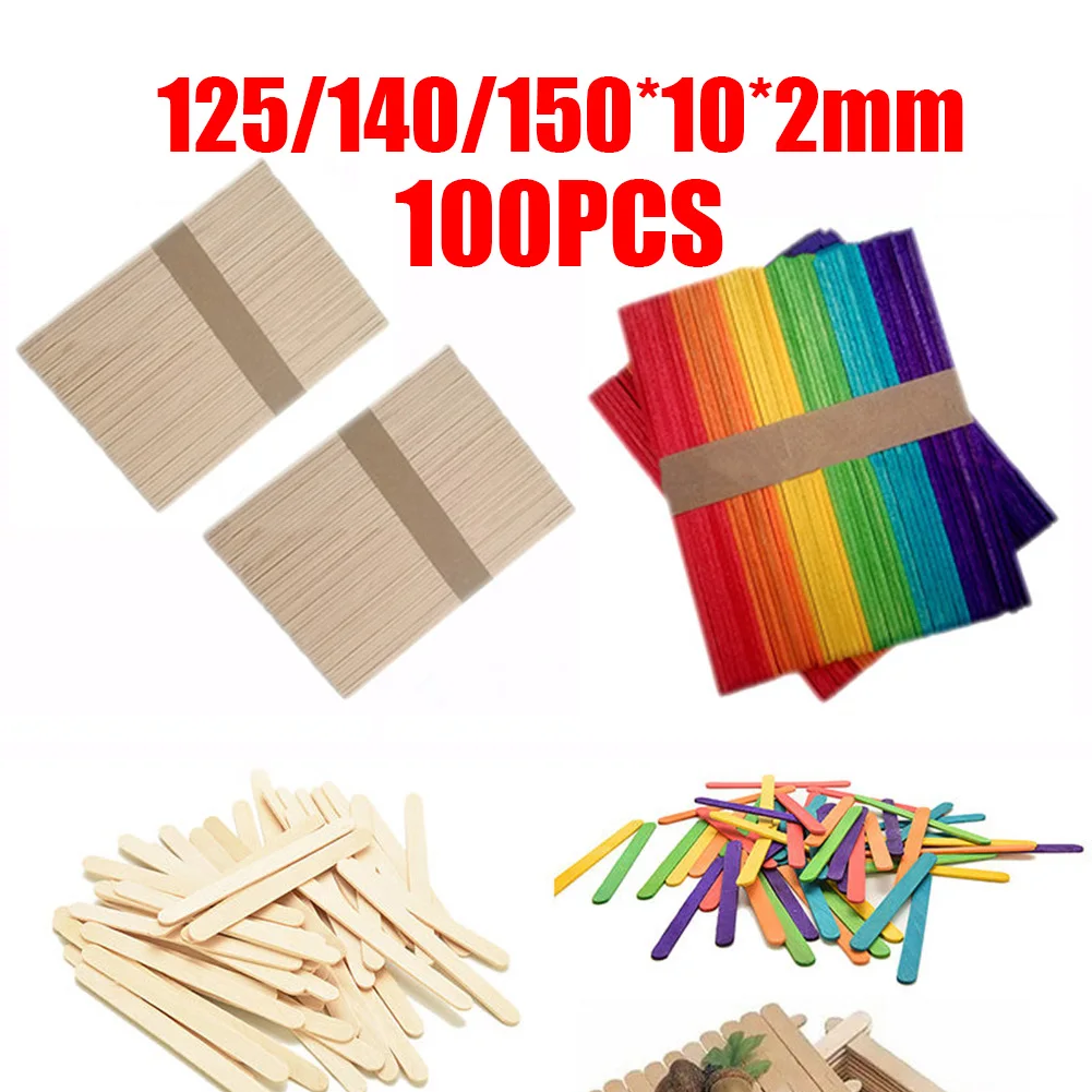 100 шт. DIY цветные палочки для мороженого из натурального дерева приготовления на