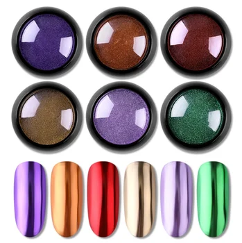 

Nail Mirror Glitter Powder Metallic Color Nail Art UV Gel Polishing Chrome Flakes Pigment Dust Decorations Manicure / 200pcs