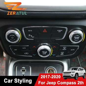 

Zeratul for Jeep Compass 2017 - 2020 Car Air Conditioner Knob Switch Button Trim Cover Ring Automatic AC Accessories