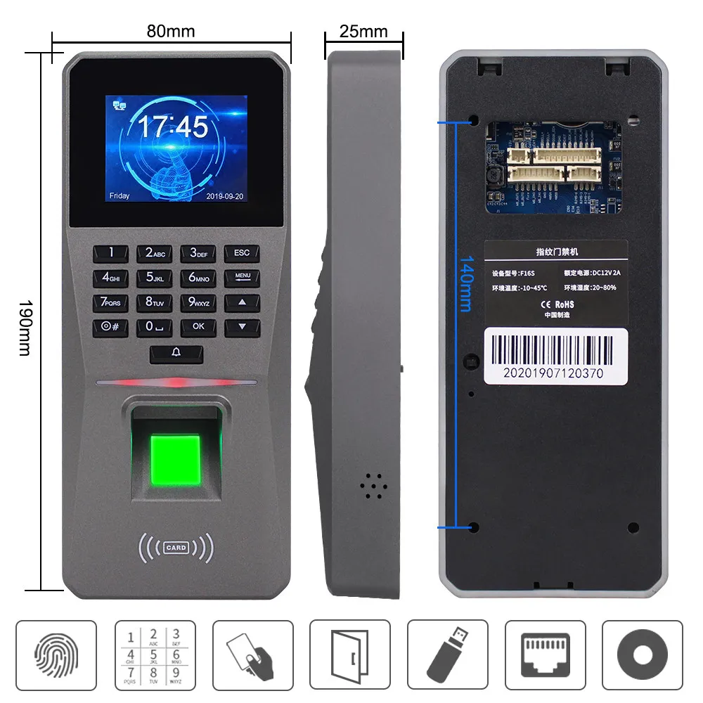 RFID Fingerprint Access Control Keypad TCP/IP/USB Access Control System Software Biometrics Password Card Reader Time Attendance