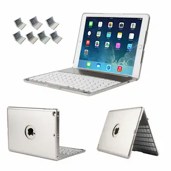 

Wireless Bluetooth Ultra Slim Clamshell Lightweight Keyboard Case Smart Wake Sleep Cover Silver For iPad Air 2 Protector Cover