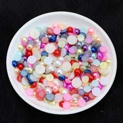 Elegant White Ivory Flatback Half Round Pearls for DIY Crafts and Jewelry Decoration (Mix colors)