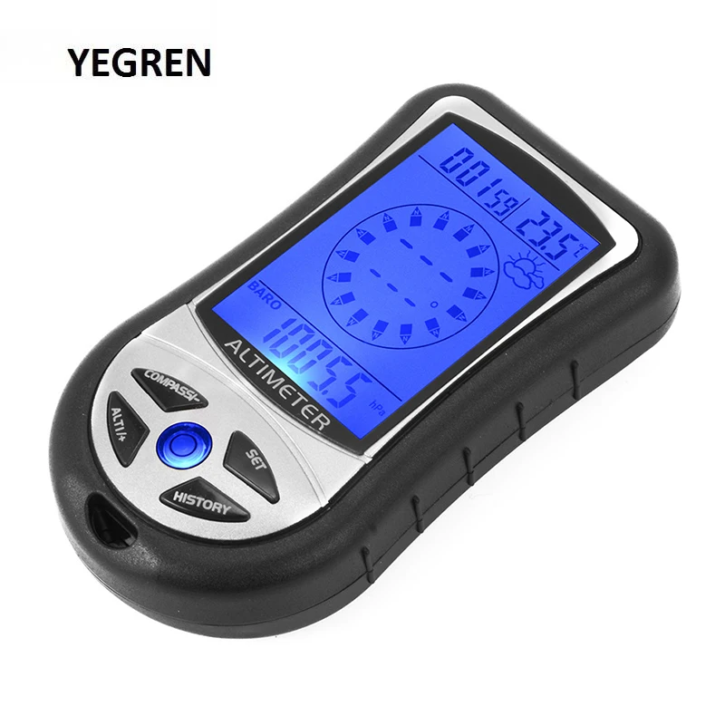Handheld Digital Altimeter Height Measurer Electronic Compass with Backlight Barometer Thermometer 8 in 1 Measurement Tool