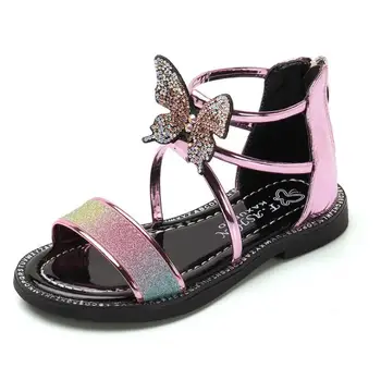 

Hot Kids Girls Summer Sandals Little Girls Sandals Leather Big Children Bow Princess Beach Sandal