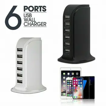 

30W Multi 6 Usb Port Hub Fast Charger Quick Charge 6A Charging Station Home Multiple Travel Adapter Wall Socket US EU UK Plug