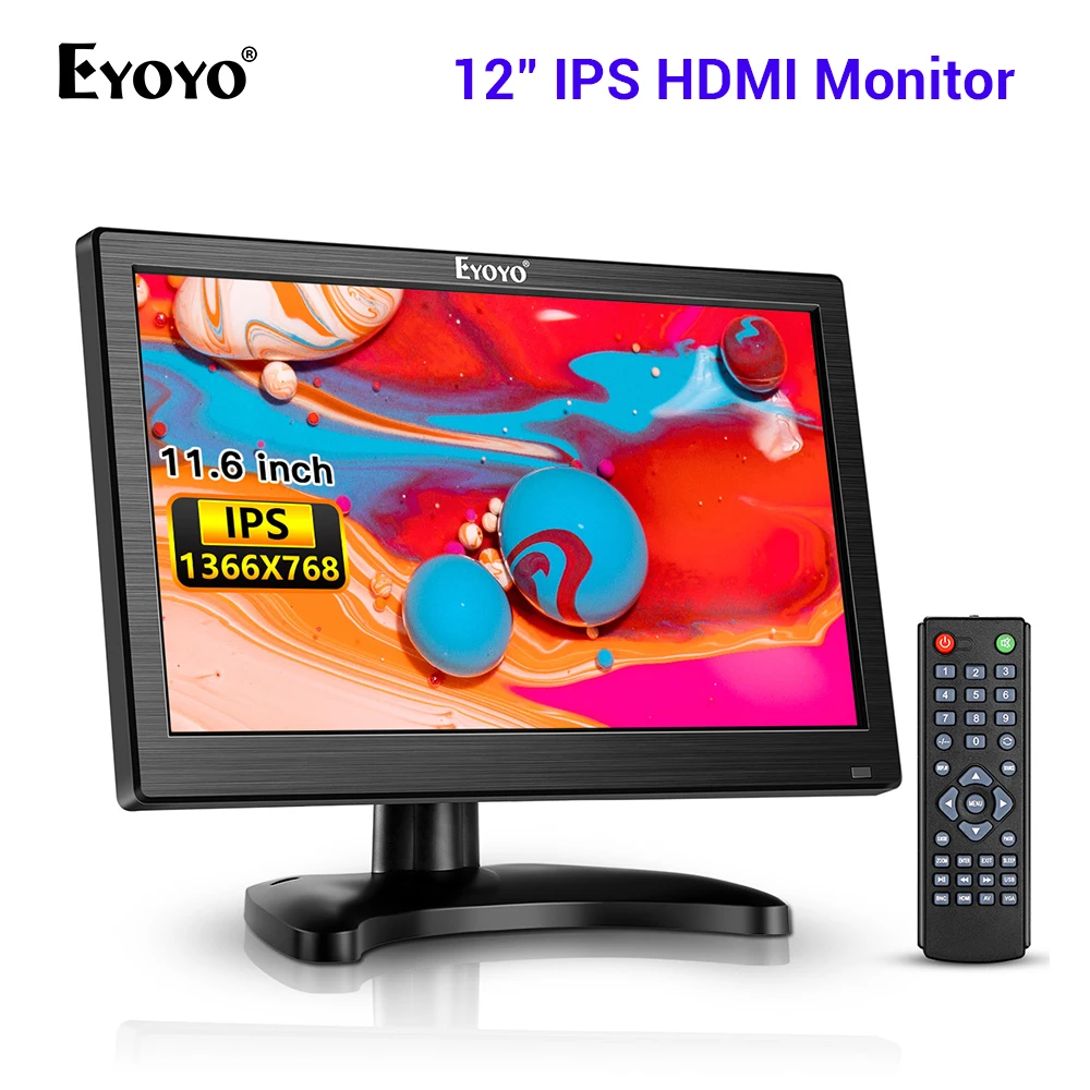 Eyoyo EM12O 12 Inch Monitor 1366x768 IPS Screen CCTV Security Monitor