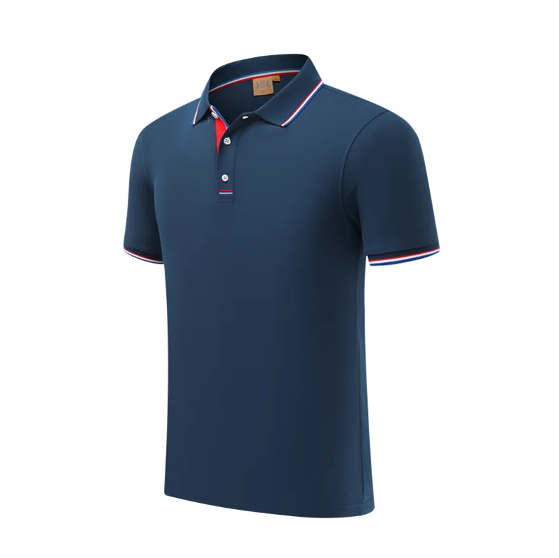 navy-blue Новинка, однотонные летние рубашки поло для мужчин, с короткими рукавами, дышащие, Нескользящие, одежда для пар, поло, для мужчин, большие размеры, S-4XL - Цвет: navy-blue