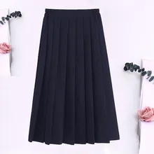 Милые женские юбки, женская модная школьная форма, однотонная плиссированная юбка, элегантные вечерние юбки в школьном стиле, длинная юбка# G3