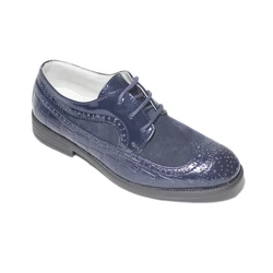 2022 Spring And Autumn Boys Formal Shoes Navy Blue Suede Faux Patent Leather Infant Junior Communion Party Weddings Prom Brogue