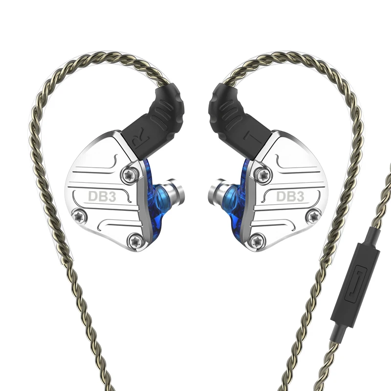 Blue with mic NICEHCK DB3 1BA+ 2DD Hybrid 3 драйвера в ухо наушники для бега Спортивная гарнитура HIFI наушники вкладыши IEM DJ сценический NICEHCK NX7 - Цвет: Blue with mic