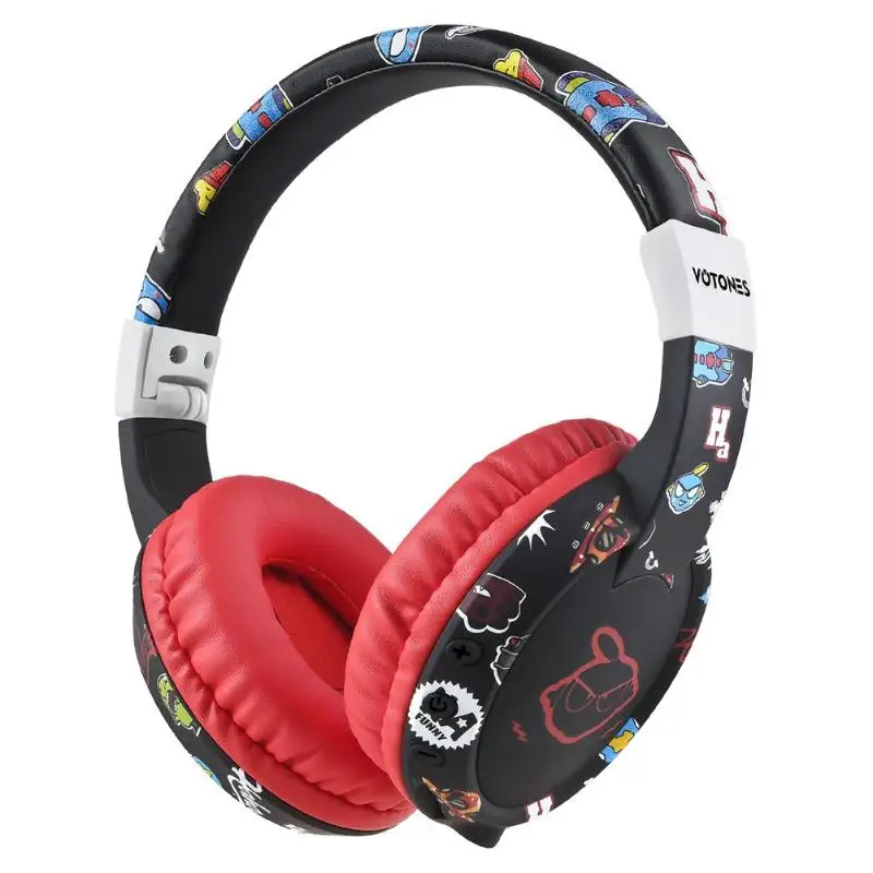 VT02 Мультфильм Bluetooth 5,0 Складная гарнитура беспроводная Двусторонняя стерео наушники поддержка EDR TF карта Воспроизведение ограничения громкости