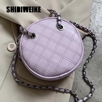 

2020 Circular Fashion pu leather Shoulder Bag Chain belt Women's Crossbody Messenger Bags Ladies Purse Female Round Handbag 1X55