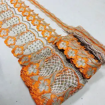 

30Yards Orange Lace Trim Ribbon Fabric Embroidered Trimmings for Sewing Applique Lace Fabric Decorative b210-20