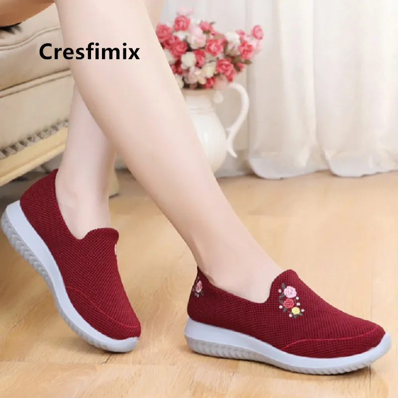 Cresfimix Zapatos De Mujer; женские модные черные дышащие слипоны; нескользящие лоферы; женская повседневная обувь; сезон весна-лето; C5700
