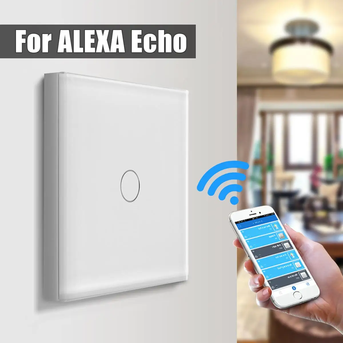 1 Gang 1 WIFI Smart Light Touch Wireless Remote Control Wall Switch Glass Panel Touch Switch for Alexa For echo for Google Home