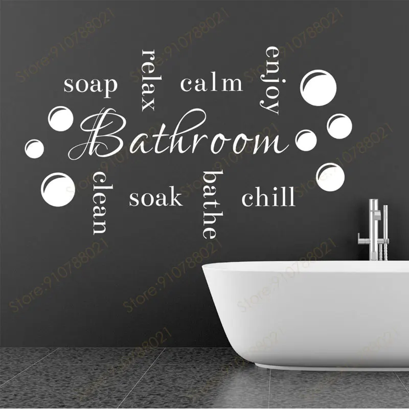 

Soap Relax Clean Enjoy Calm Bubble Words Quotes Bathroom Wall Stickers Vinyl Interior Home Decor Decals Waterproof Murals S341