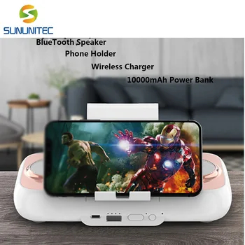 

New desktop multifunctional bluetooth speaker phone holder wireless charger 10000mAh power bank