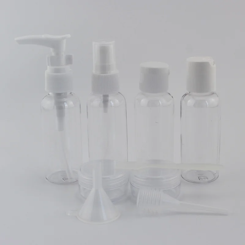 Clear Bottle A Tool 7 шт./компл. 10 шт./компл. портативная, для путешествий, косметическая комплект бутылок персональный уход контейнер для макияжа бутылки самолетом спрей лосьон-крем с дозатором - Цвет: Clear Bottle A Tool