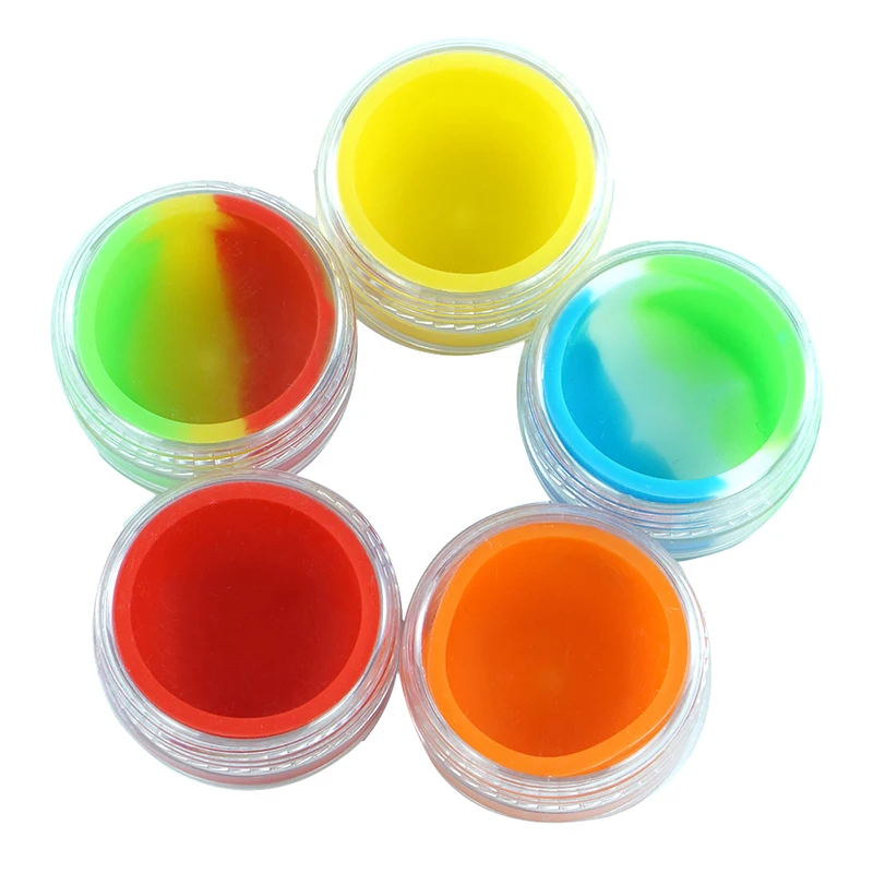

5pcs 7ml Plastic dab Container with Non-stick Silicone Inner cosmetic box for lotions, creme, make-up, or wax dab oil Multi Use