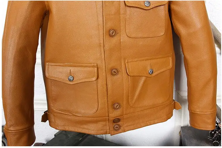 Clearance 2019 Dark Brown Men Japan Style Short Casual Leather Jacket Plus Size 3XL Genuine Cowhide Autumn Slim Leather COat FREE SHIPPING 22