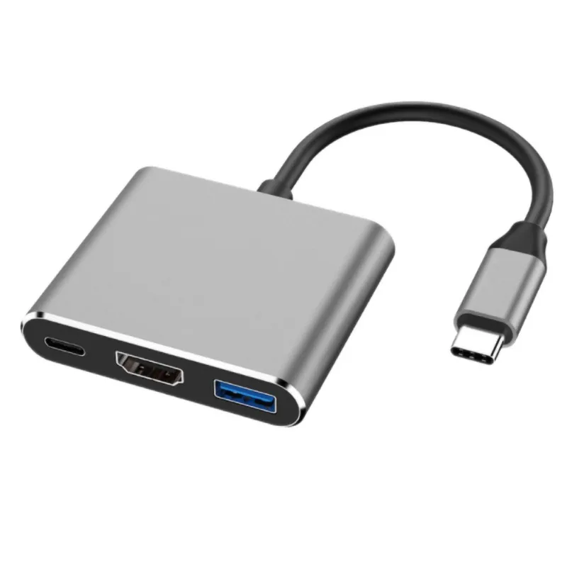 Супер Тип C USB 3,0 до USB-C 4K HDMI USB 3,0 адаптер 3 в 1 концентратор конвертер адаптер для ноутбука - Цвет: Черный