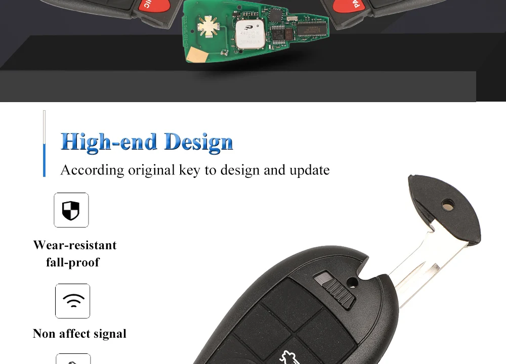 Keyforkess 433Mhz ID46 auto remota senza chiave vai per Jeep Grand Cherokee Chrysler Town & Country 300 Dodge Caravan key Smart key - H78be0a9e14484f93aa1492e71e27340ar