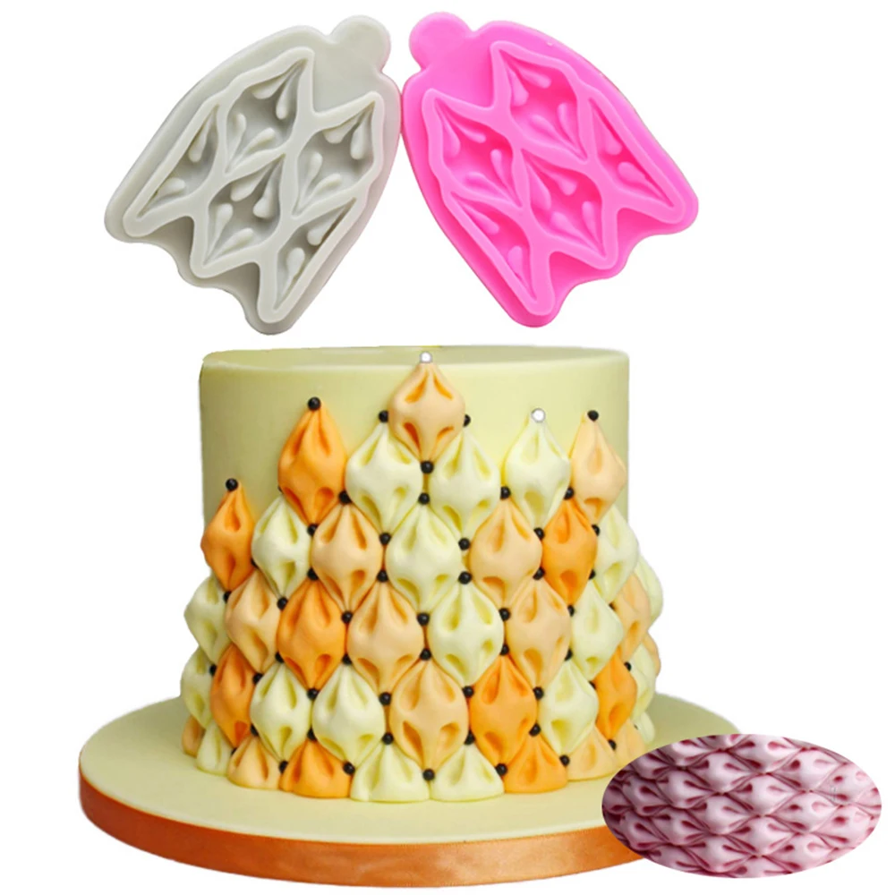 1pc Simple Fabric Fondant Chocolate Cake Perimeter Shell Decoration Silicone Mold DIY Baking Pattern Design Embossing | Дом и сад