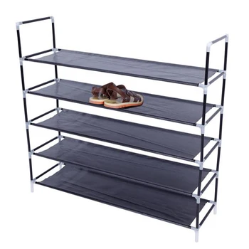 

Simple Assembly 5 Tiers Non-woven Fabric Shoe Rack with Handle Storage Cabinet Organizer For Home Dormitory Black