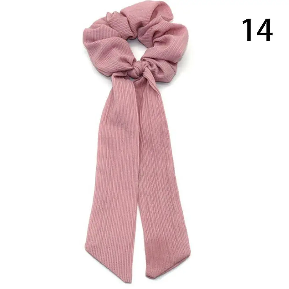 Модный летний шарф «конский хвост», эластичная резинка для волос для женщин, одноцветные галстуки-бабочки для волос, резинки для волос, банты, ленты, повязки для волос, аксессуары - Color: 13
