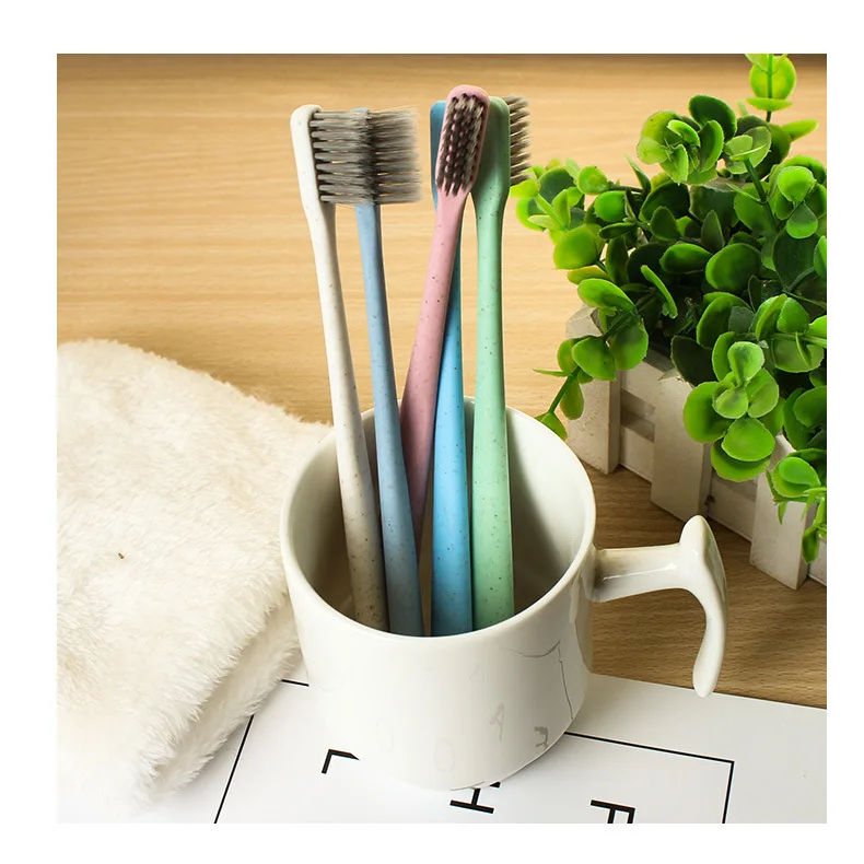 Напрямую от производителя,, семейный набор зубных щеток, мягкая Щетинная зубная щетка, пшеничная солома, бамбуковый уголь, домашняя зубная щетка