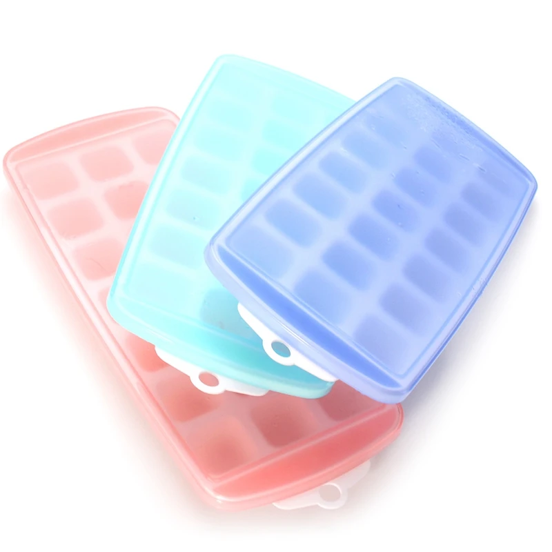 3 Packs Ice Cube Trays Flexible Ice Trays with Spill-Resistant Lids Easy Release Ice Trays Make 63 Ice Cube,Stackable,Dishwash