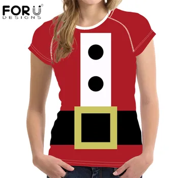 

FORUDESIGNS Merry Christmas Santa Claus Tshirt Summer T Shirt Women Harajuku Tee New T-shirt Camisetas Verano Mujer Streetwear